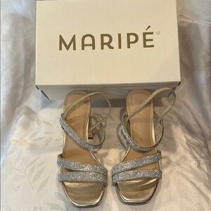 Maripe Gold /Rhinestone Strappy Heels